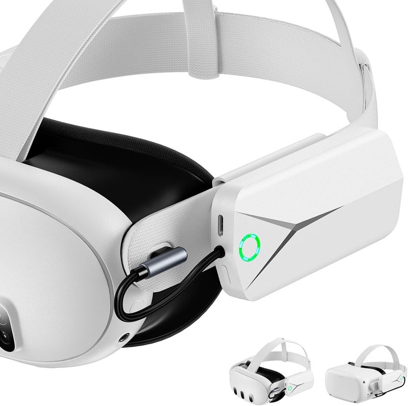 moolechi حزمة بطارية لجهاز Oculus Quest 3 و 2، ملحقات لجهاز Meta Quest 2/3، شاحن بطارية ممتد بسعة 5000mAh متوافق مع حزام Oculus Quest 2/3 الأصلي وحزام Elite، ملحقات VR خفيفة الوزن - Image 1